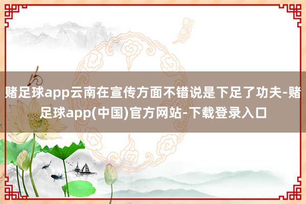 赌足球app云南在宣传方面不错说是下足了功夫-赌足球app(中国)官方网站-下载登录入口