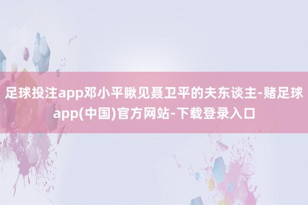 足球投注app邓小平瞅见聂卫平的夫东谈主-赌足球app(中国)官方网站-下载登录入口