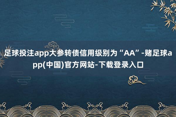 足球投注app大参转债信用级别为“AA”-赌足球app(中国)官方网站-下载登录入口