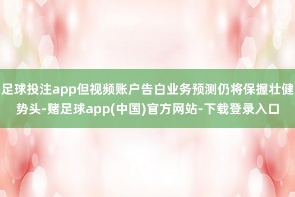 足球投注app但视频账户告白业务预测仍将保握壮健势头-赌足球app(中国)官方网站-下载登录入口