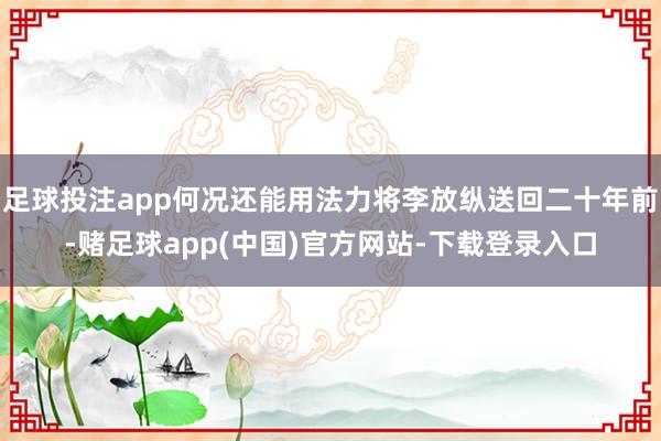 足球投注app何况还能用法力将李放纵送回二十年前-赌足球app(中国)官方网站-下载登录入口